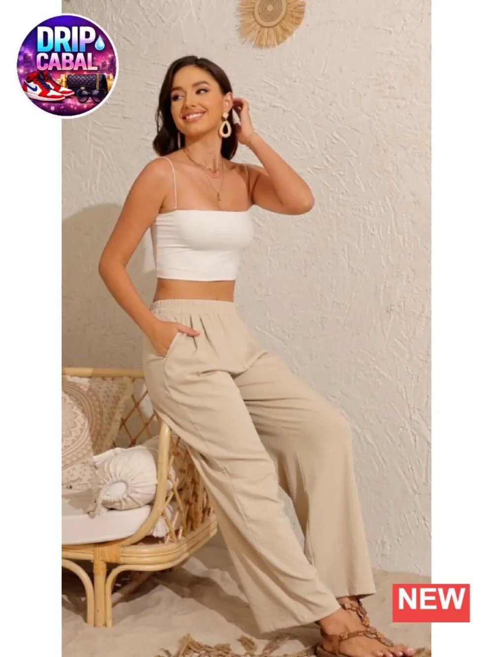 Women's Pleated Wide Leg Linen Palazzo Pants with Pockets